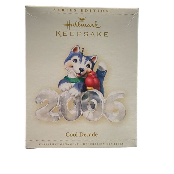 Hallmark Keepsake Ornament 2006 COOL DECADE Series #7 Husky Dog & Cardinal - Picture 1 of 3